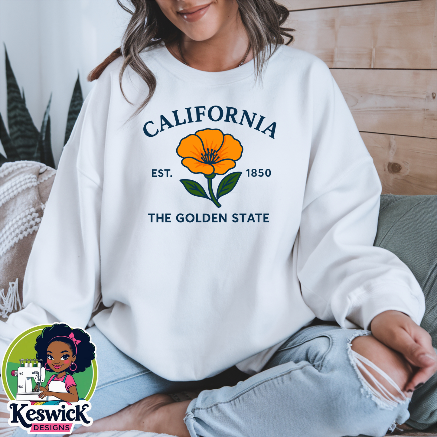 California State Flower Sweatshirt | Crewneck | Botanical State Design | Cozy Gift for Her | State Apparel