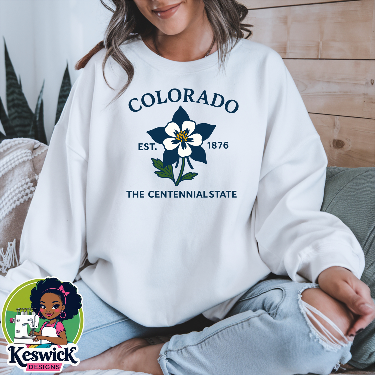 Colorado State Flower Sweatshirt | Crewneck | Botanical State Design | Cozy Gift for Her | State Apparel
