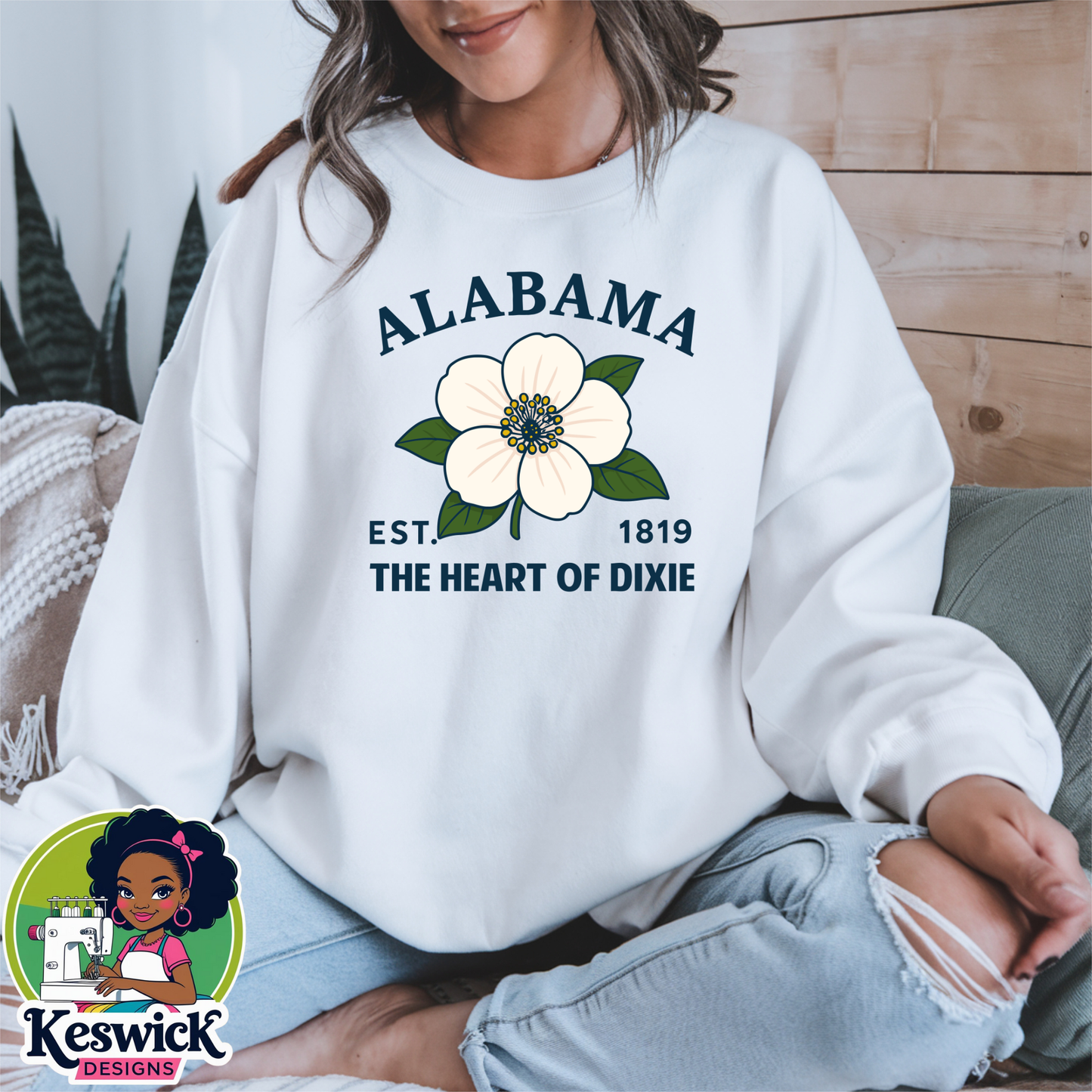 Alabama State Flower Sweatshirt | Crewneck | Botanical State Design | Cozy Gift for Her | State Apparel