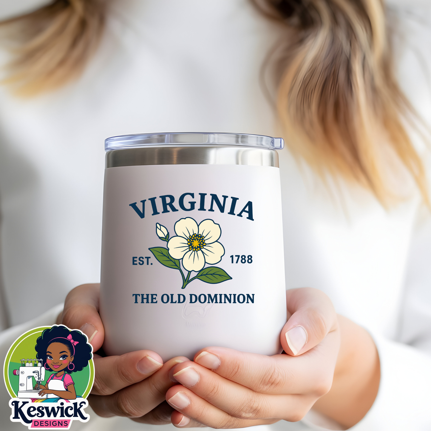 🌸Virginia State Flower Wine Cooler | Personalized State Pride Tumbler | Floral Wine Tumbler Gift | Custom Wine Cup for Her | Travel Wine Cup