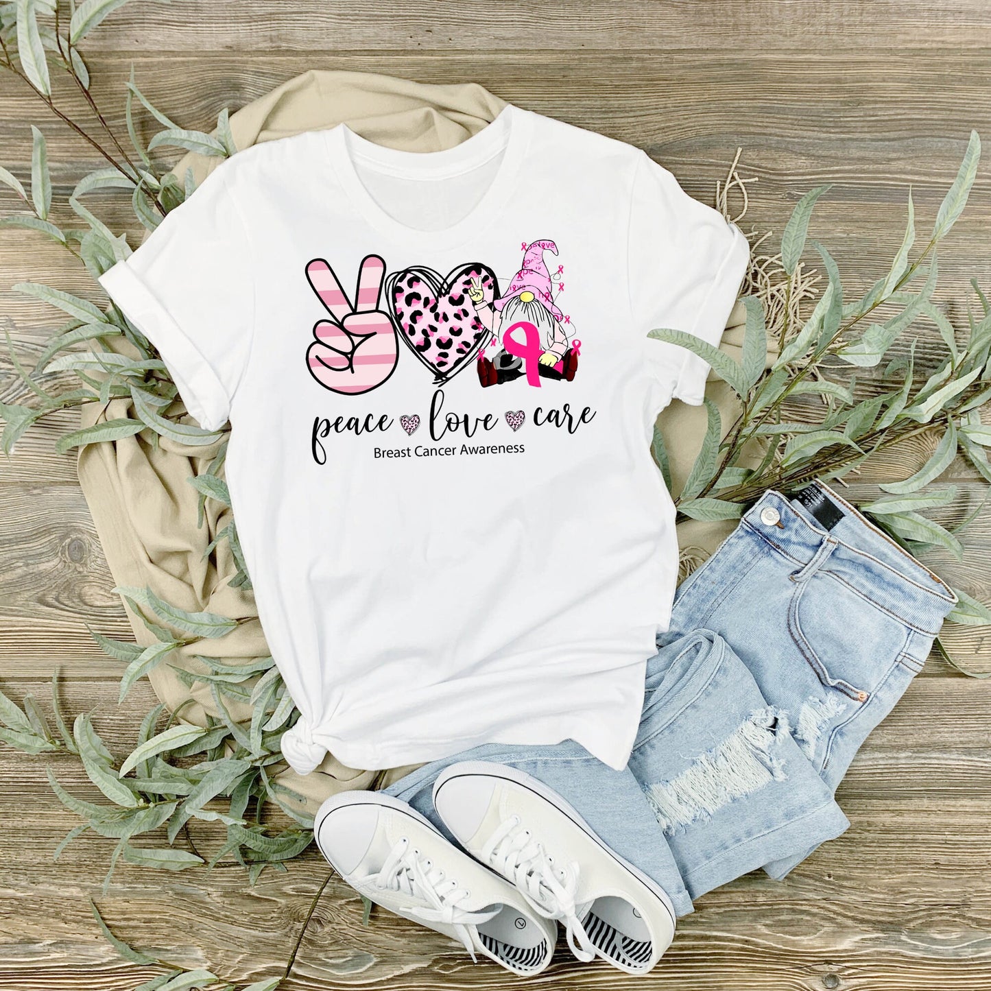 Breast Cancer Awareness - T-Shirt - Peace Love Care -