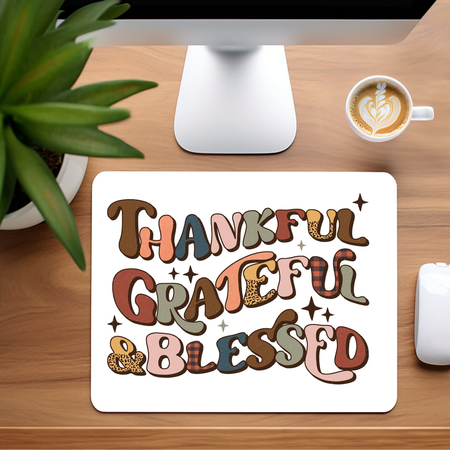 Thanksgiving - Thankful - Grateful And Blessed - Mousepad - 9.45 x 7.87"