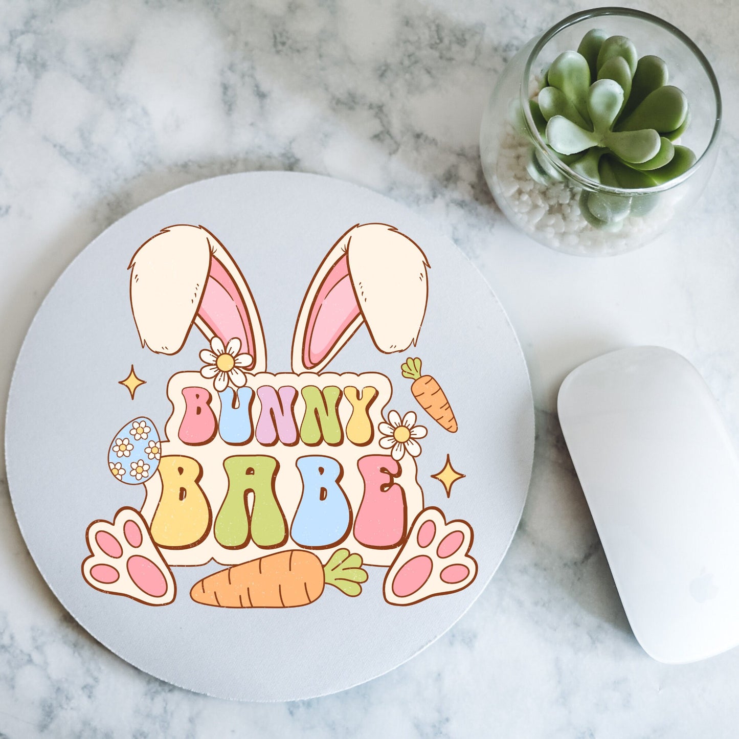 Happy Easter | Bunny Baby | Round Mousepad - 7.87 x 7.87"