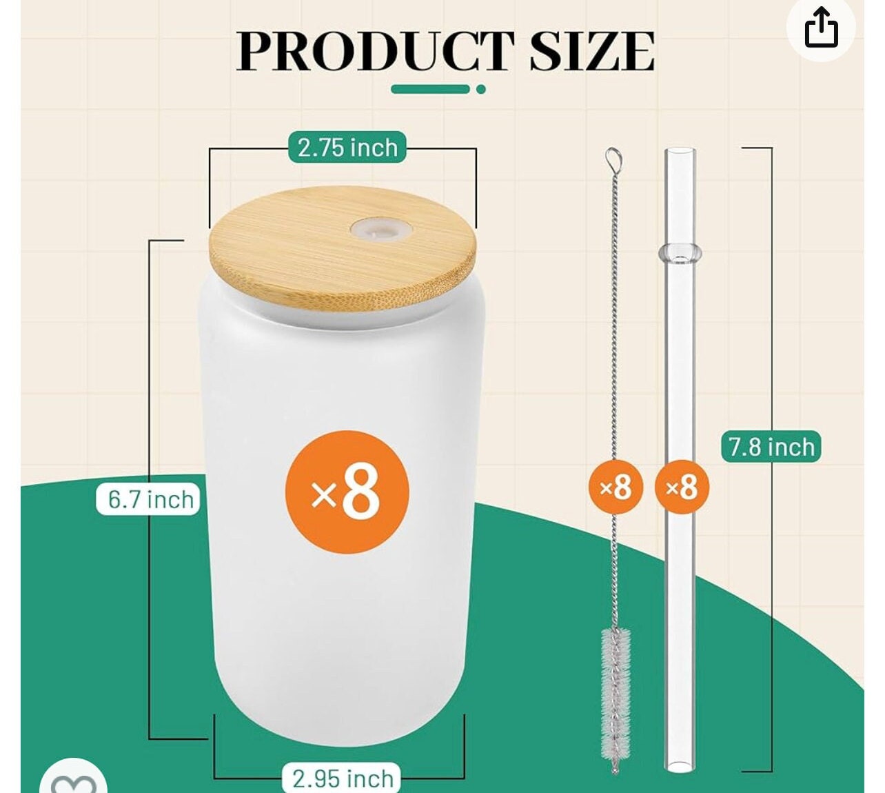 Salty Beach | 16oz Libby frosted Glass with bamboo Lid and Straw
