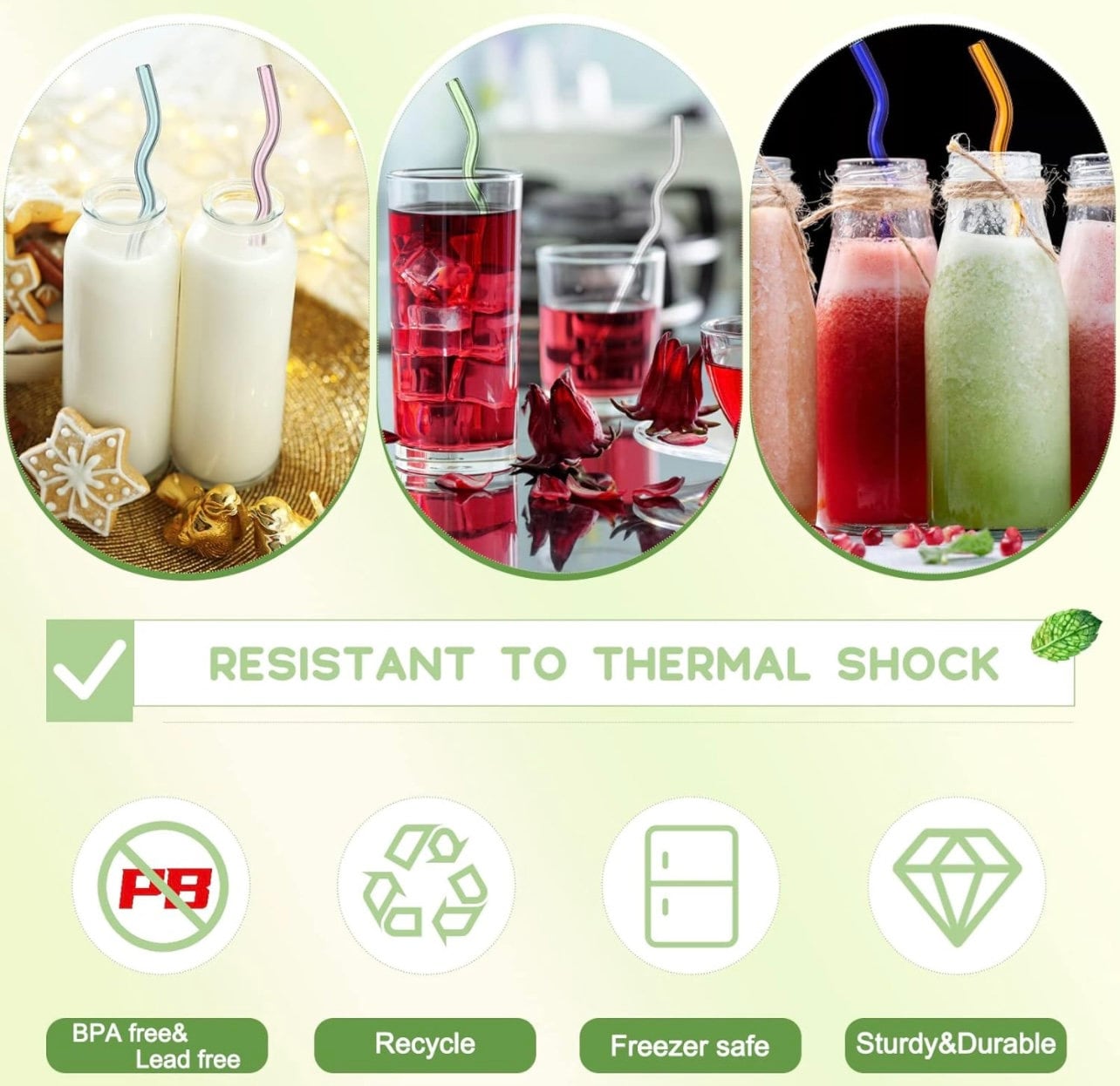 Glass Straws | Set of 2 | Pale Pink Wavy