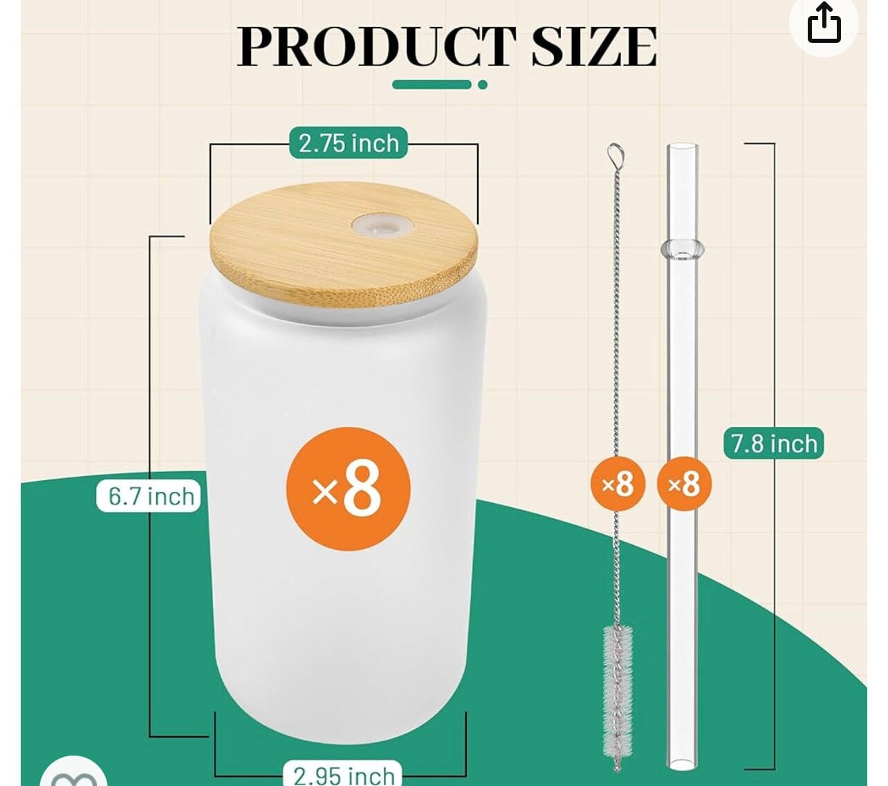 Christmas Calories Don't Count - 16oz Libby frosted Glass with bamboo Lid and Straw