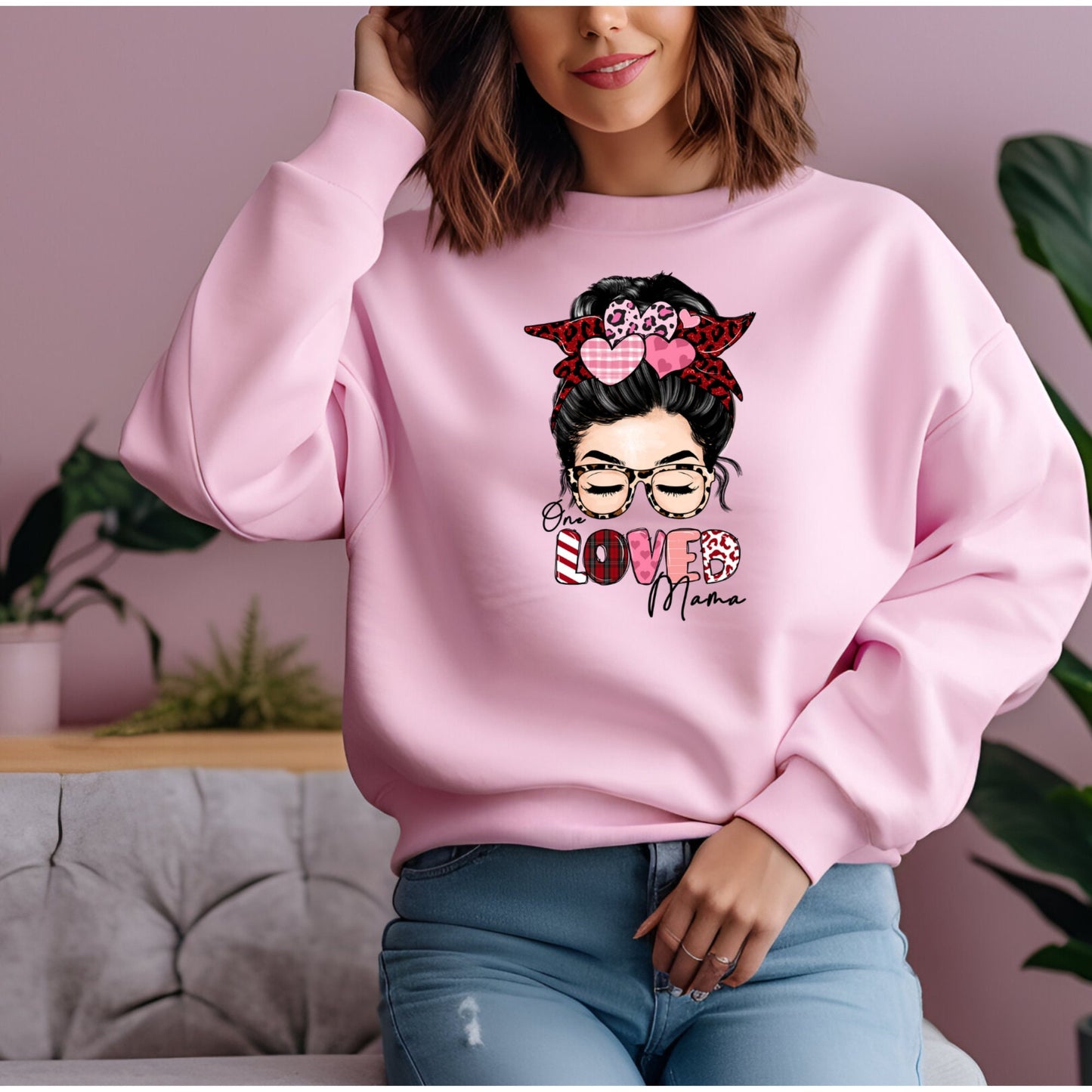 One LOVED Mama Valentines Day | Pink Sweatshirt