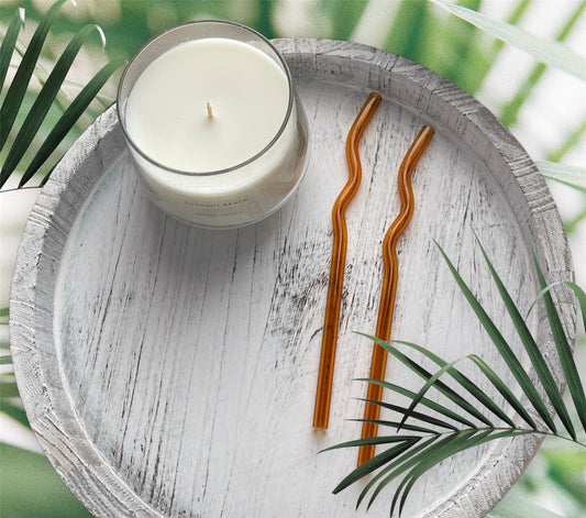 Glass Straws | Set of 2 | Dark Orange Wavy