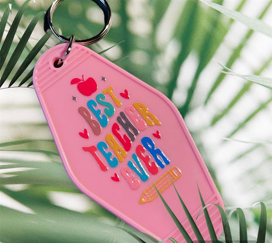 Motel Keychain | Best Teacher Ever | Pink