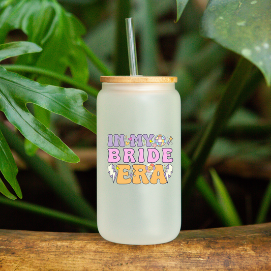 In My Bride Era  | 16oz Libby frosted Glass with bamboo Lid and Straw