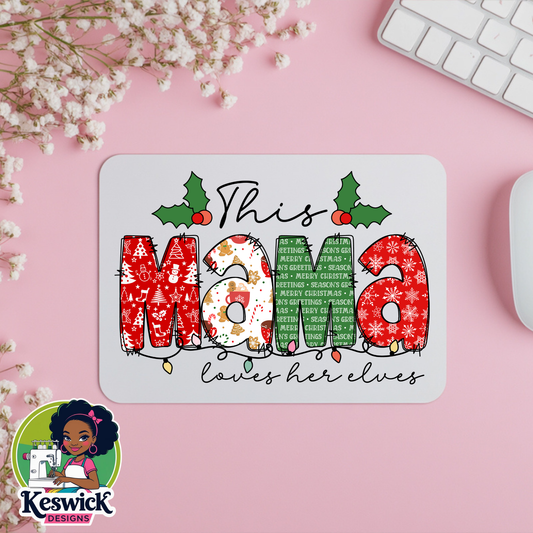 Christmas Mama Mousepad | Festive Holiday Desk Accessory | Cozy Office Gift for Moms | Cute Christmas Mouse Pad | Stocking Stuffer for Her