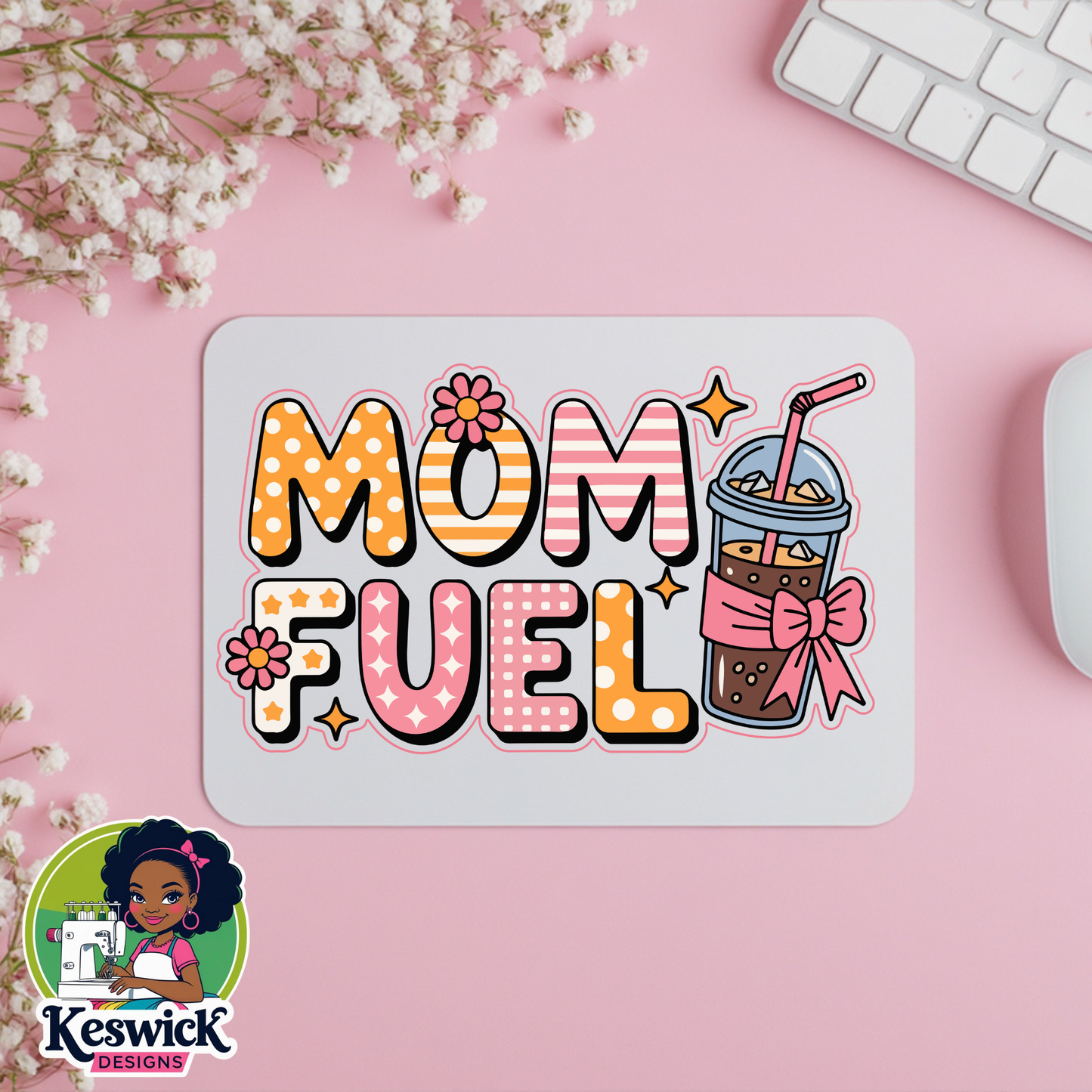 Mom Fuel Mousepad | Funny Mom Office Gift | Cute Desk Accessory for Moms |Coffee Lover Mouse Pad | Working Mom Humor Gift