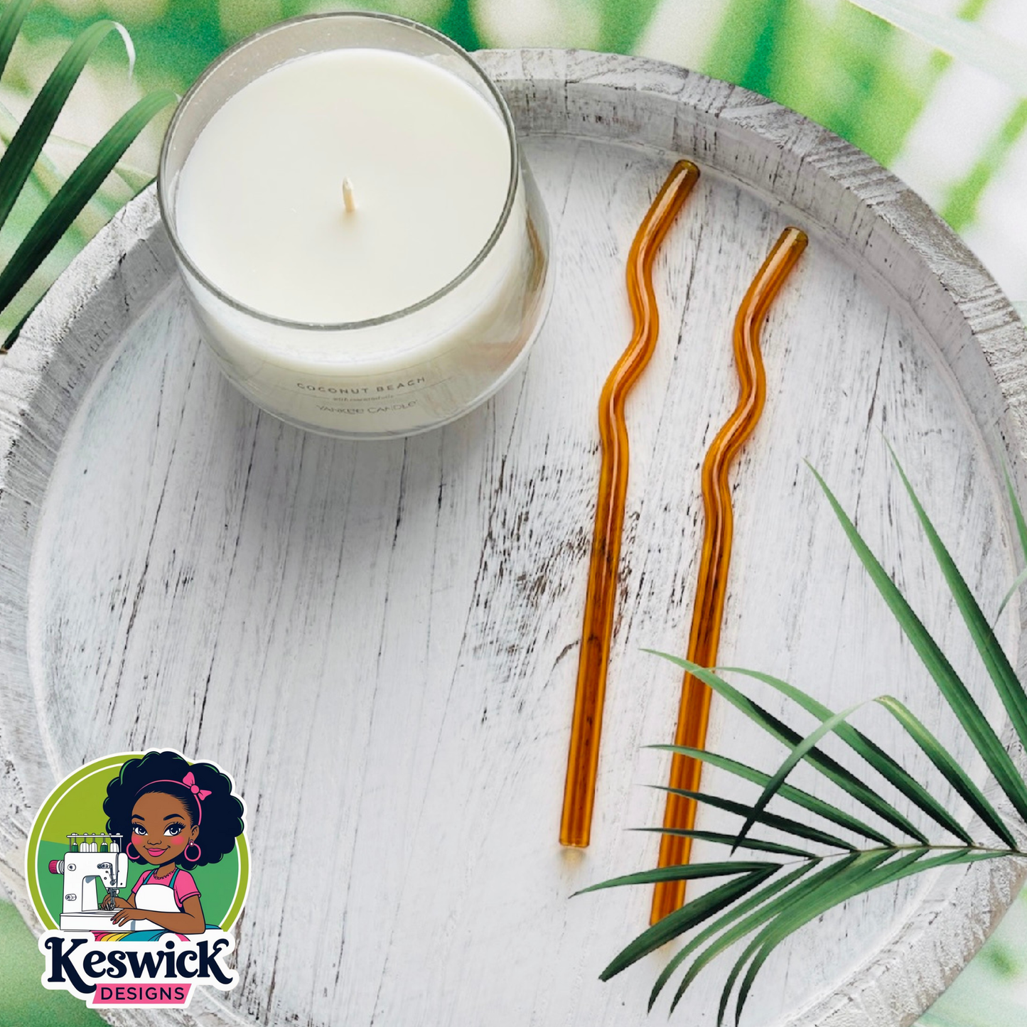 Reusable Glass Orange Wavy Straws | Eco Friendly Drinking Straw | Colorful Bent Glass Straw for Smoothies, Iced Coffee, & Juices | Fun Gift Idea| Set of 2