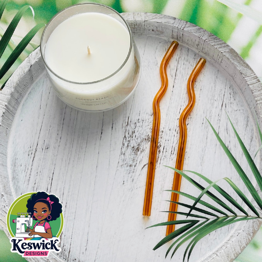 Reusable Glass Orange Wavy Straws | Eco Friendly Drinking Straw | Colorful Bent Glass Straw for Smoothies, Iced Coffee, & Juices | Fun Gift Idea| Set of 2