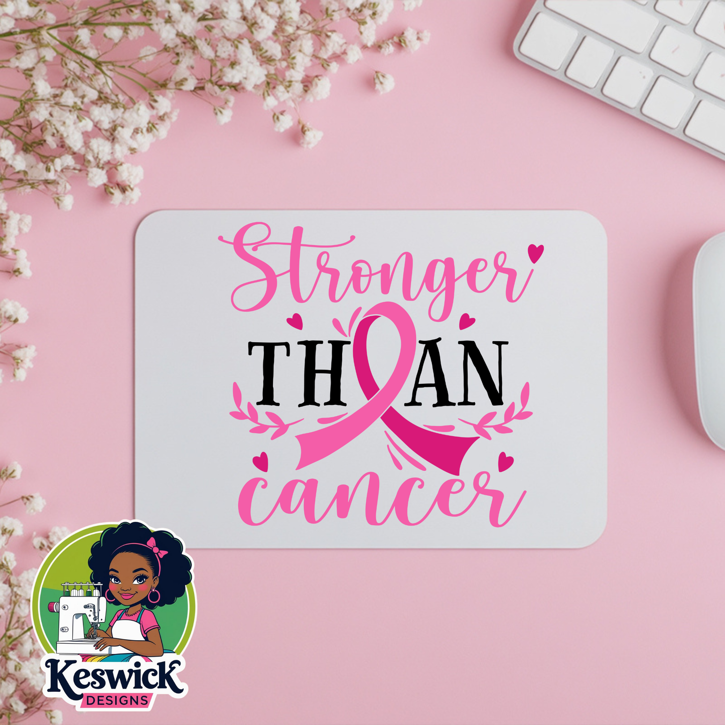Breast Cancer Awareness Mousepad | Pink Ribbon Office Decor | Inspirational Gift for Her | Support & Strength Desk Accessory | Survivor Gift