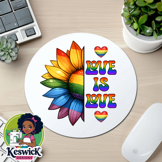 Love Is Love Mousepad | LGBTQ Pride Mouse Pad | Rainbow Desk Accessory | Cute Office Decor | Support Equality Gift | Work From Home Gift