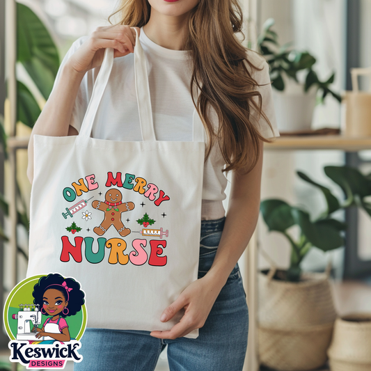 Gingerbread Christmas Nurse Tote Bag | Holiday Nurse Gift | Cute Medical Tote | Nurse Appreciation Bag | Christmas Work Tote | Festive Nurse Bag
