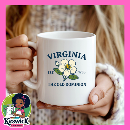 Virginia State Flower Mug |  Dogwood Flower Cup | Gift | Travel Keepsake