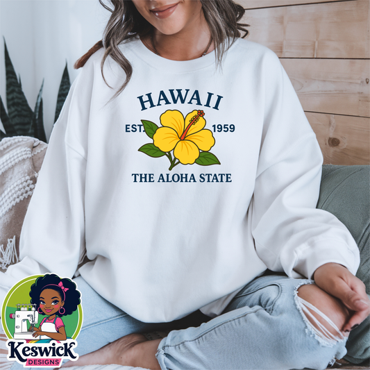 Hawaii State Flower Sweatshirt | Crewneck | Botanical State Design | Cozy Gift for Her | State Apparel