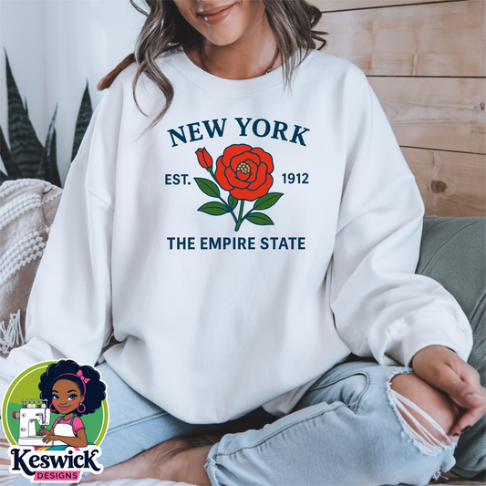 New York State Flower Sweatshirt | Crewneck | Botanical State Design | Cozy Gift for Her | State Apparel