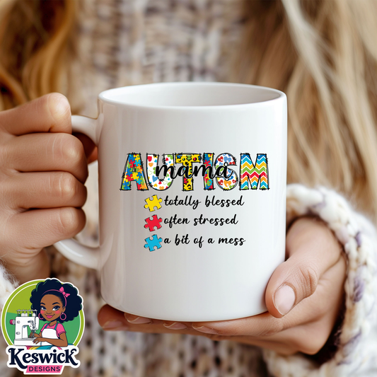 MAMA Autism Awareness Coffee Mug | Inspirational Puzzle Piece Design |Family Support