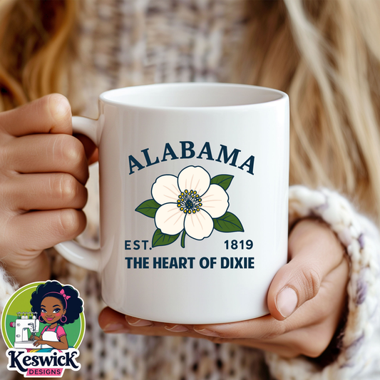 Alabama State Flower Mug |  White and lavender columbine Cup | Gift | Travel Keepsake