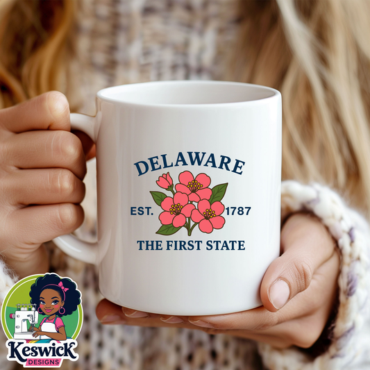 Delaware State Flower Mug | Peach Blossom Coffee Cup | Gift | Travel Keepsake