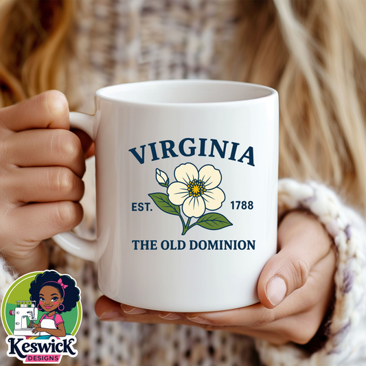 Virginia State Flower Mug |  Dogwood Flower Cup | Gift | Travel Keepsake
