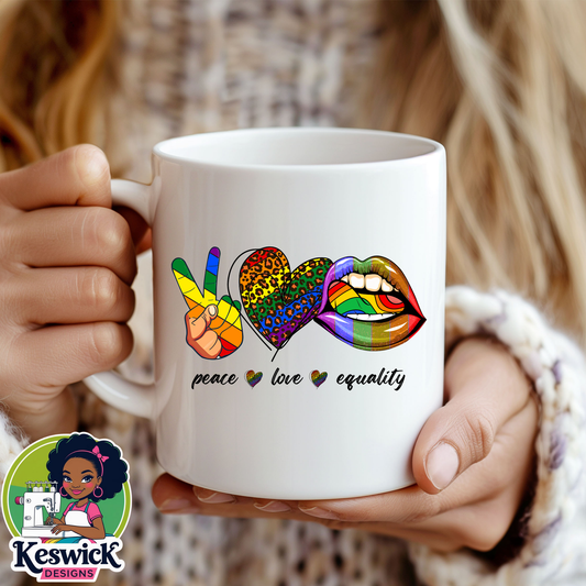 LGBTQ+ Pride Coffee Mug | Rainbow Design Cup |Love Is Love Mug |Equality Gift |Gay Pride Coffee Cup