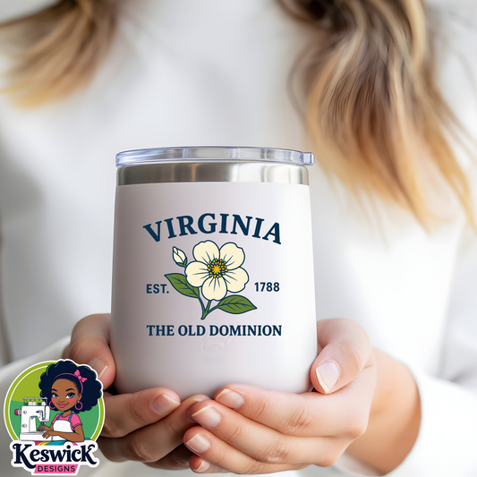 🌸Virginia State Flower Wine Cooler | Personalized State Pride Tumbler | Floral Wine Tumbler Gift | Custom Wine Cup for Her | Travel Wine Cup