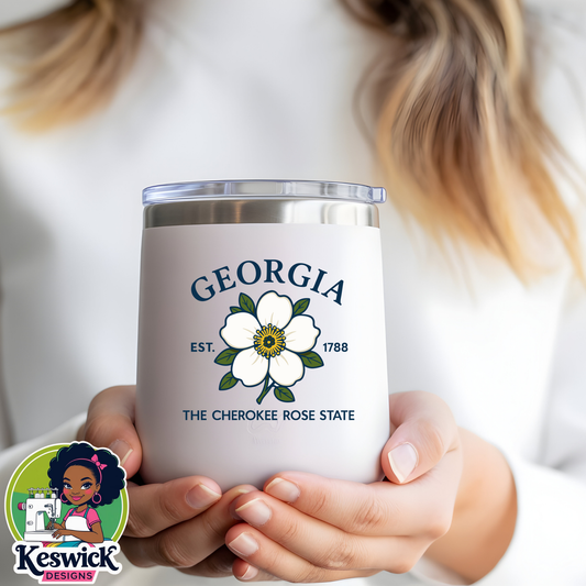 🌸Georgia State Flower Wine Cooler | Personalized State Pride Tumbler | Floral Wine Tumbler Gift | Custom Wine Cup for Her | Travel Wine Cup