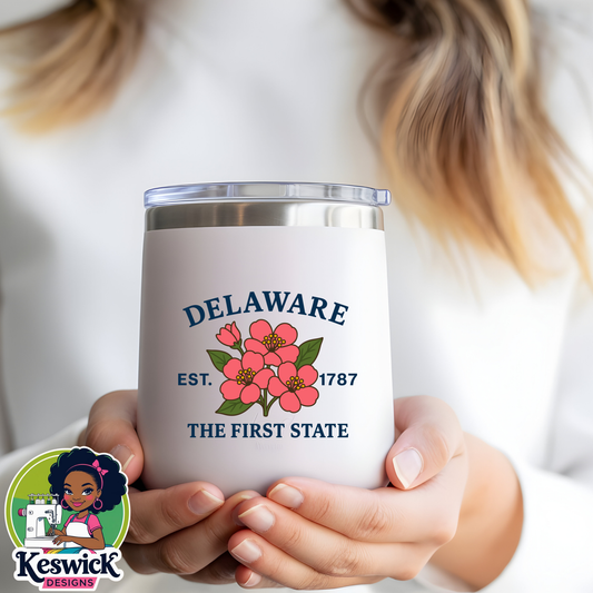 🌸Delaware State Flower Wine Cooler | Personalized State Pride Tumbler | Floral Wine Tumbler Gift | Custom Wine Cup for Her | Travel Wine Cup