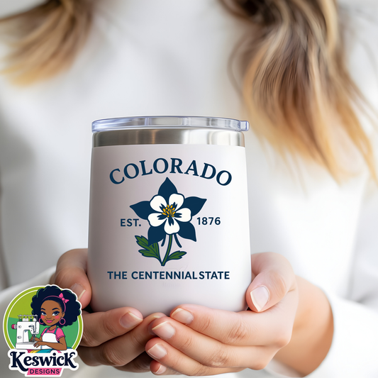 🌸Colorado State Flower Wine Cooler | Personalized State Pride Tumbler | Floral Wine Tumbler Gift | Custom Wine Cup for Her | Travel Wine Cup
