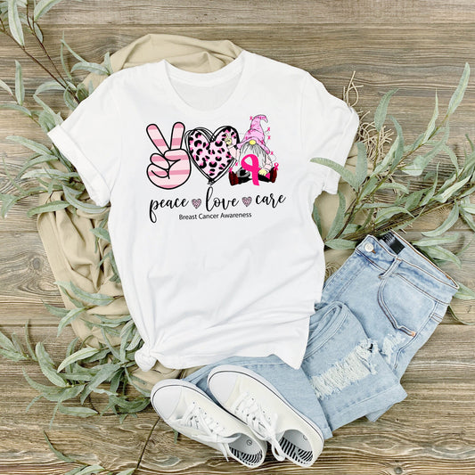 Breast Cancer Awareness - T-Shirt - Peace Love Care -