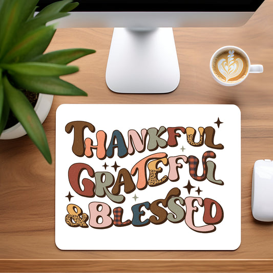 Thanksgiving - Thankful - Grateful And Blessed - Mousepad - 9.45 x 7.87"