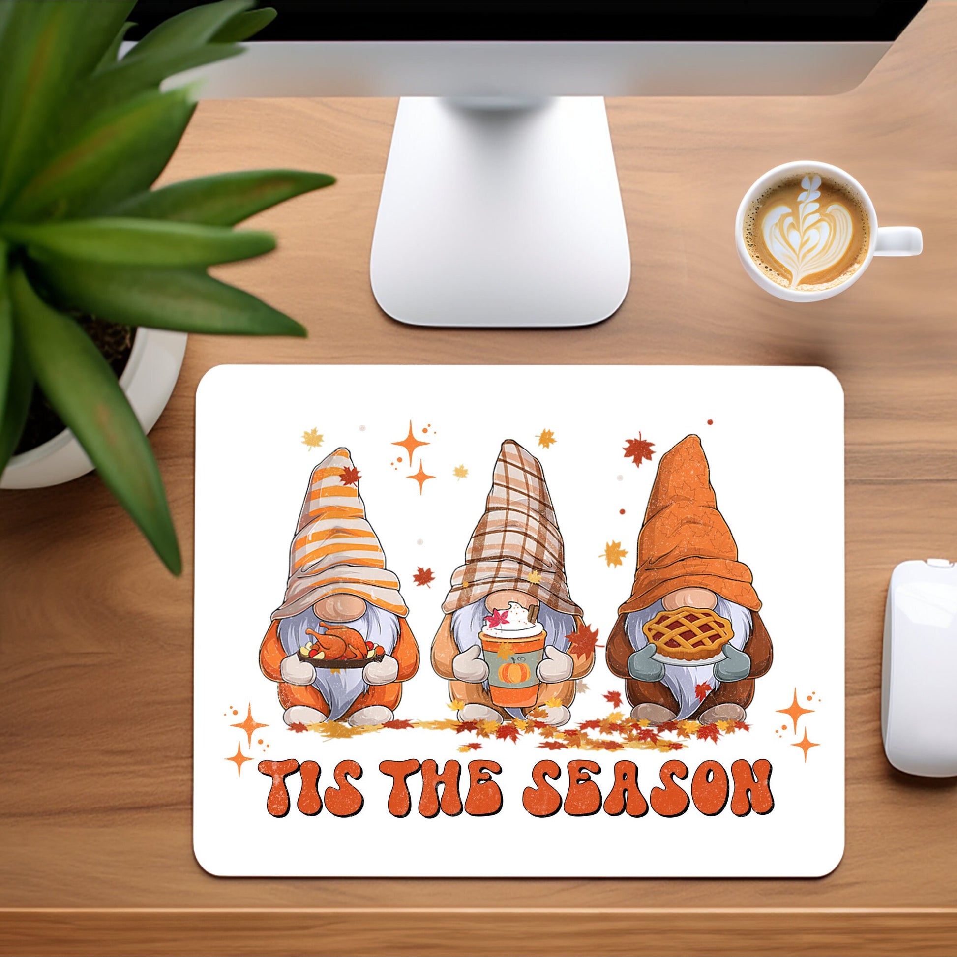 Thanksgiving - Gnome Pumpkin Pie and Turkey - Mousepad - 9.45 x 7.87"