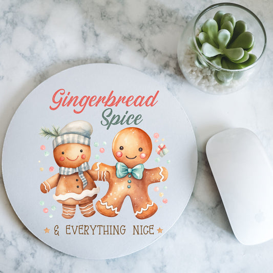 Gingerbread Spice & Everything Nice Gingerbread Couple - Round Mousepad - 7.87 x 7.87"