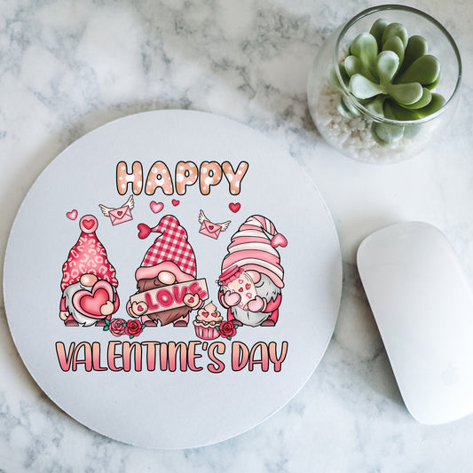 Happy Valentine Day | Gnomes | Round Mousepad - 7.87 x 7.87"