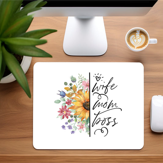 Wife Mom Boss| Mother's Day | Mousepad - 9.45 x 7.87"