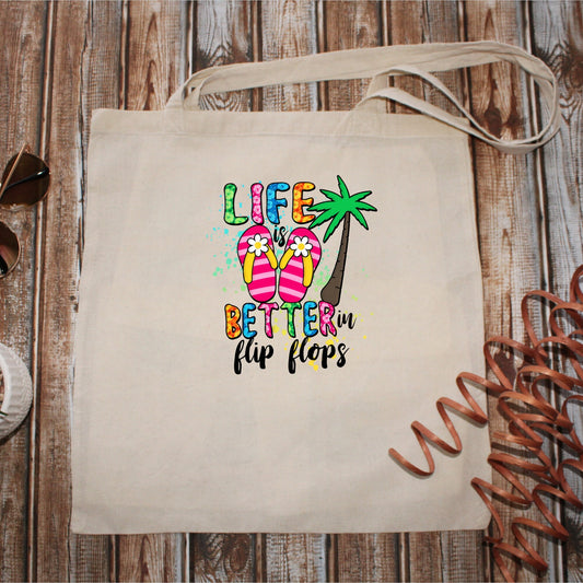 Life Better In Flip Flops 15x16 Tote Bag
