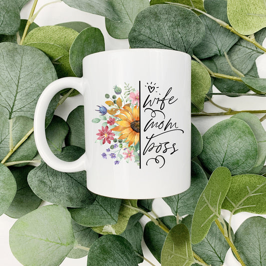 Wife Mom Boss | Mother Day | 15oz Coffee Cup