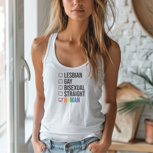 Human Check Box | LGBTQ | Razor back tank top