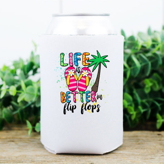 Life Better In Flip Flops | koozie | Can cooler | Set of 2