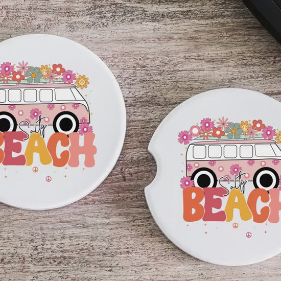 Salty Beach | Car Coaster | Set of 2