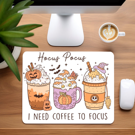 Halloween Hocus Pocus I Need Coffee To Focus  - Mousepad - 9.45 x 7.87"