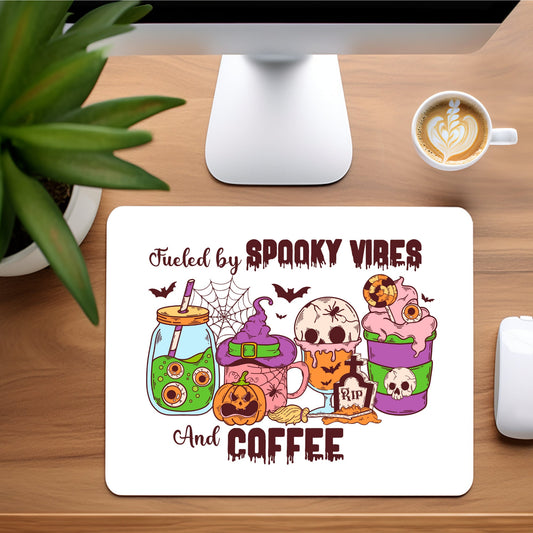 Halloween Fueled by Spooky Vibes and Coffee  - Mousepad - 9.45 x 7.87"