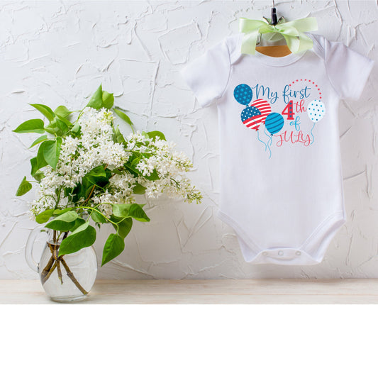 My First 4 of July With Balloons | bodysuit |  Baby Gift | Baby Shower
